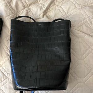 Faux Croc Leather Bucket Bag